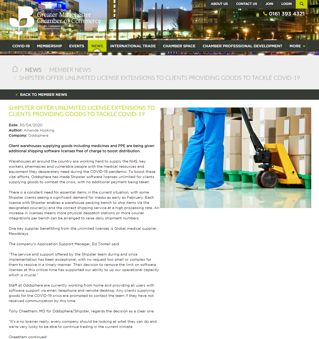 chamber of commerce pandemic coverage screenshot