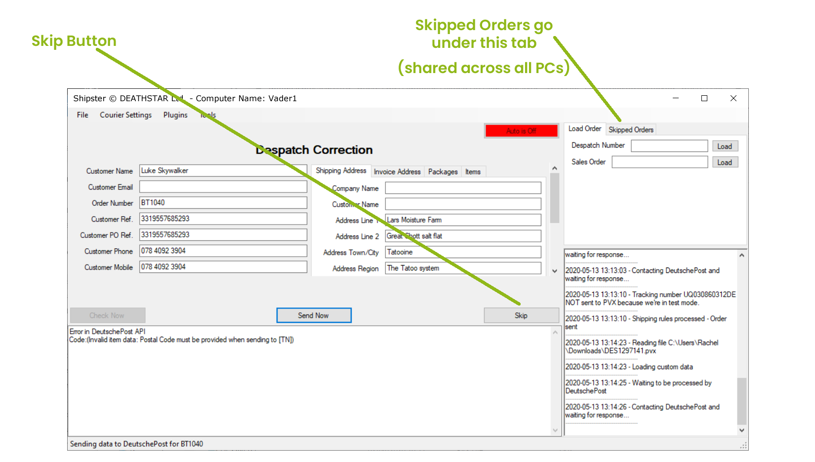 shipster screenshot example