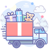 christmas parcel delivery van