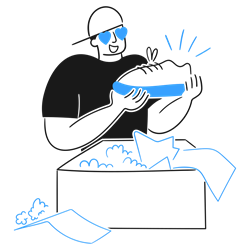 customer opening package from discount idea