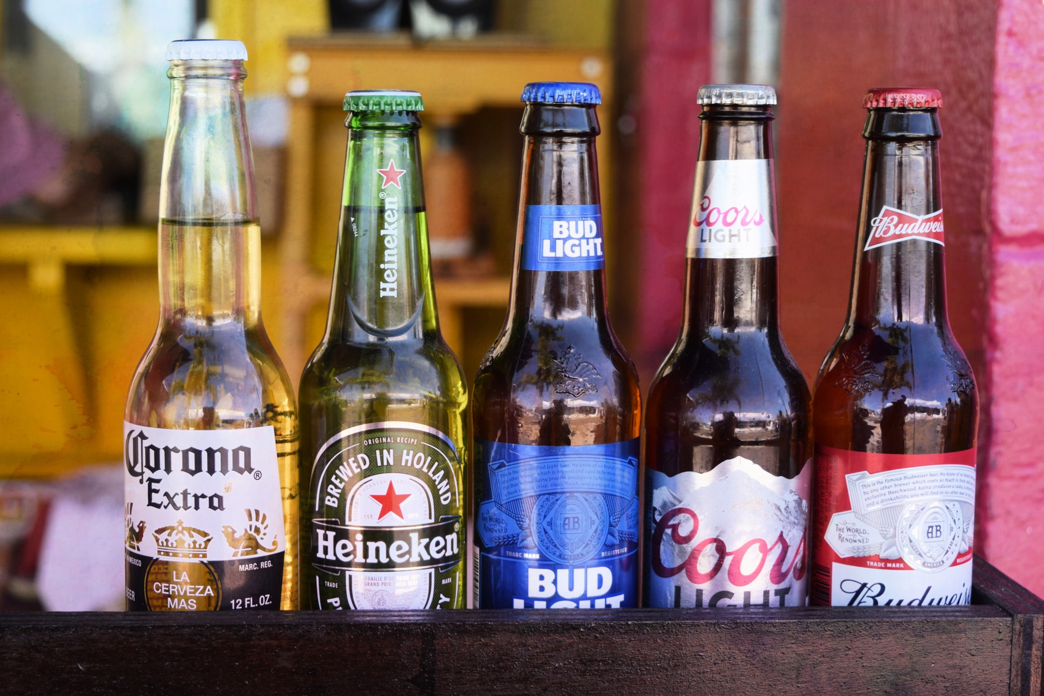 big branded beer bottles