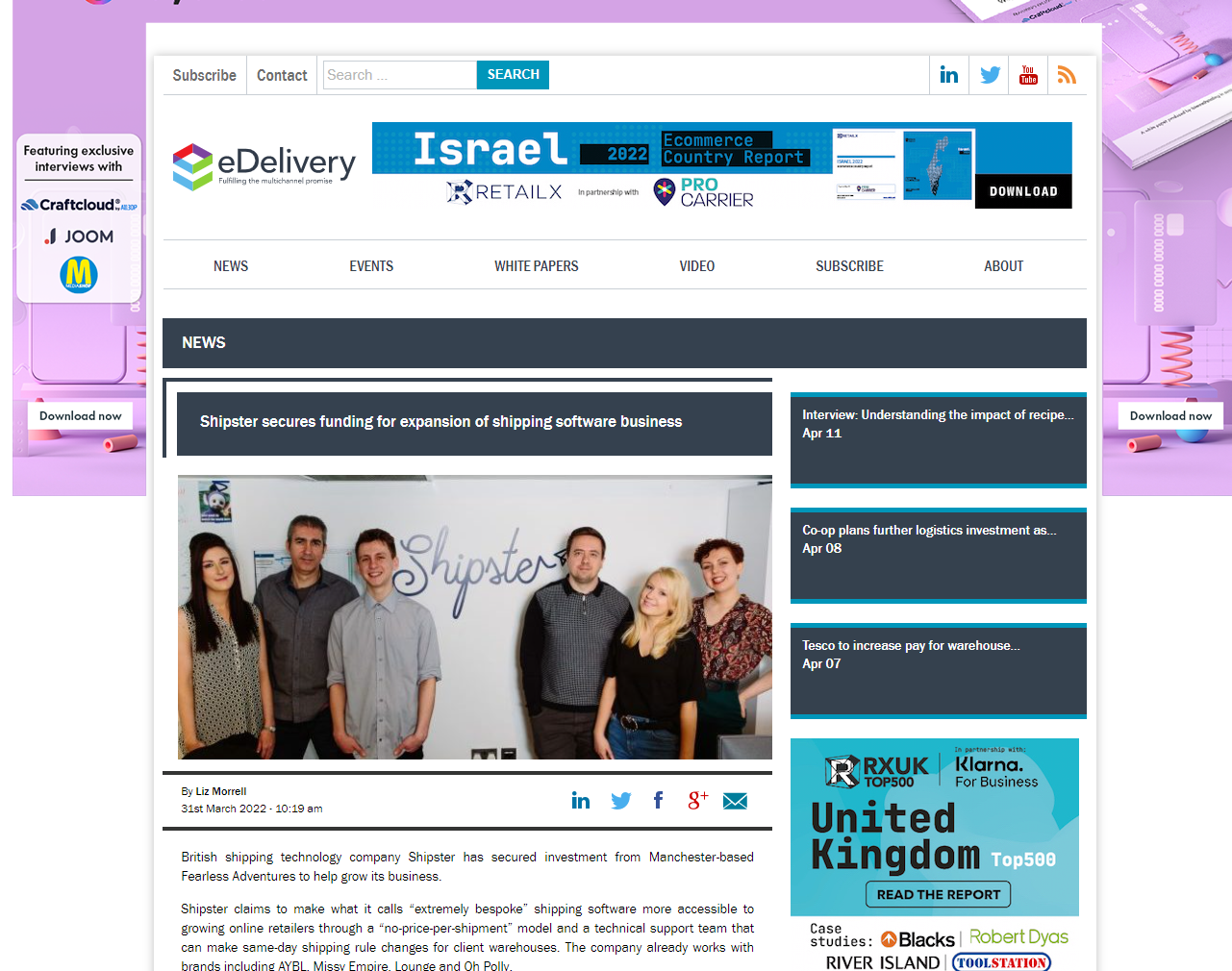 shipster edelivery screengrab