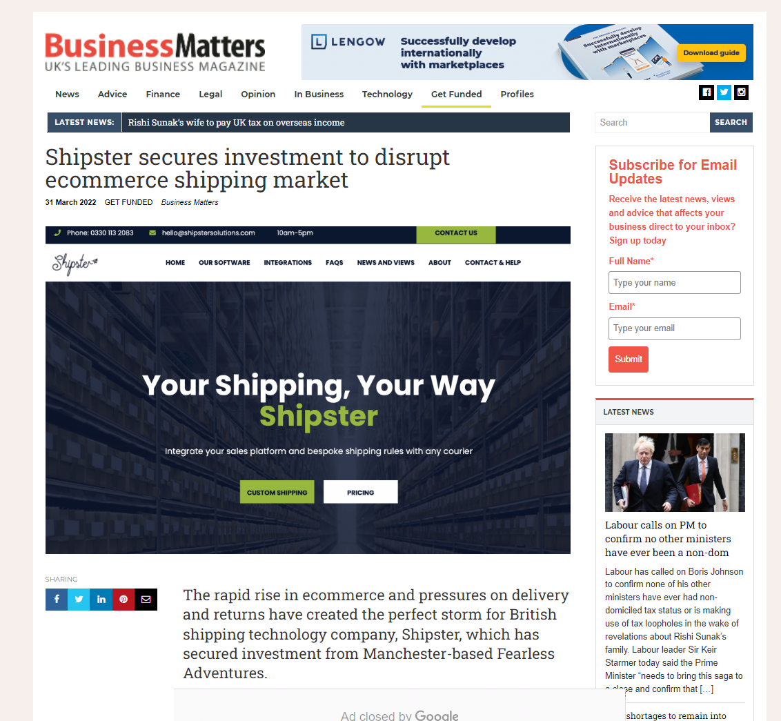 shipster business matter grab