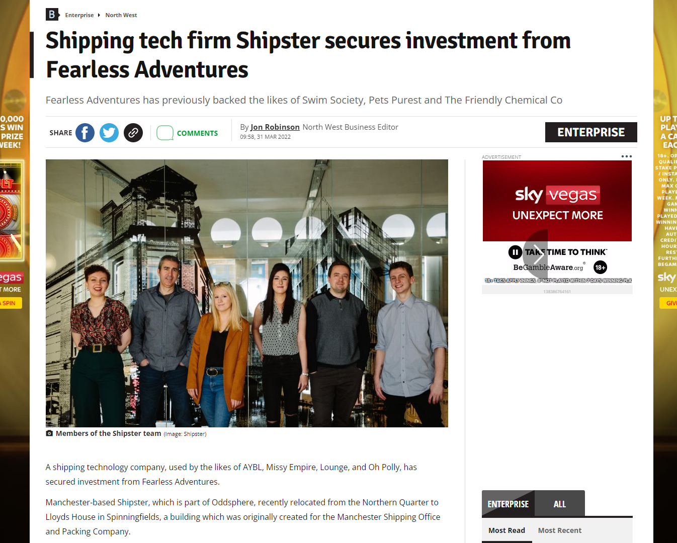 business live shipster investment