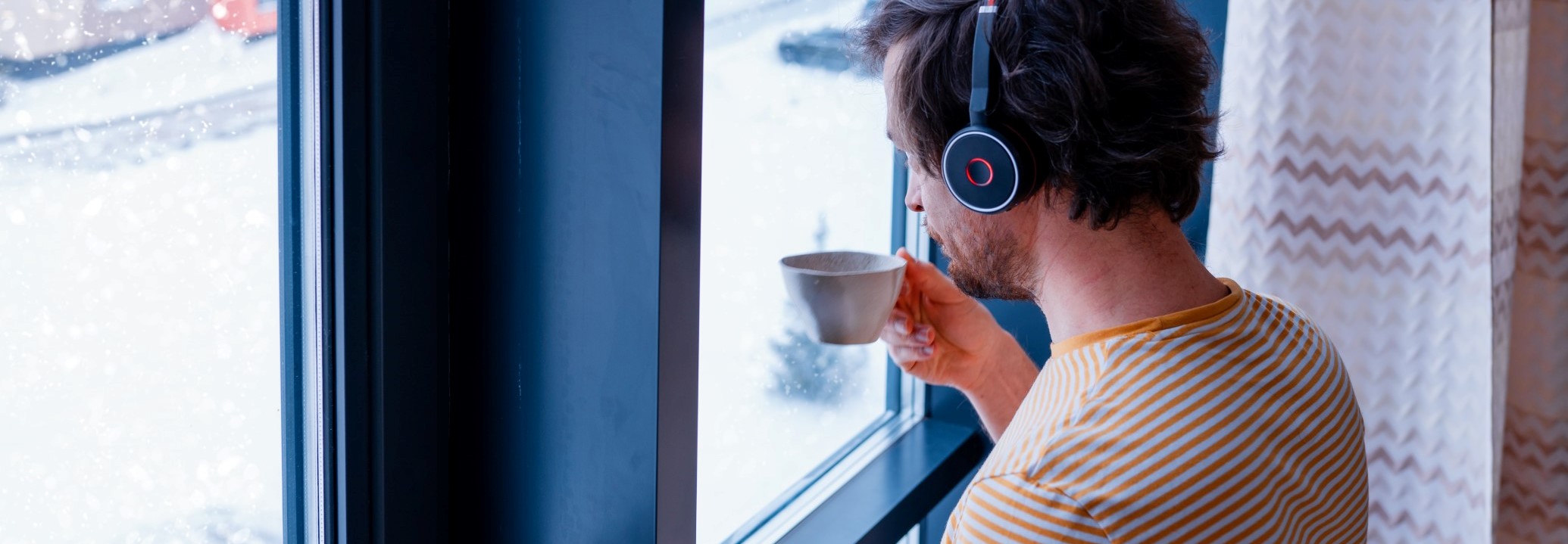 some guy listening to a business podcast